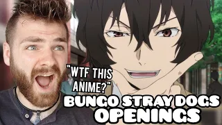 First Time Reacting to "BUNGO STRAY DOGS Openings (1-3)" | Non Anime Fan!