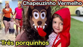 CHAPEUZINHO VERMELHO, LOBO MAU e os TRÊS PORQUINHOS . Vídeo Crianças brincando salvando a floresta!