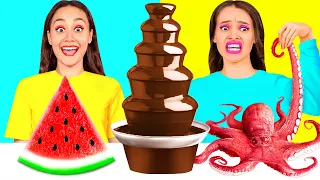 Chocolate Fountain Fondue Challenge | Funny Food Hacks by TaTaRa Challenge