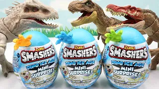 3 Dinosaur Eggs Hatching! T-Rex Bone, Triceratops In Ice Age Egg - Dinosaur Fossil SMASHERS 공룡알 스매셔스