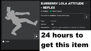 [FREE] LIMITED TIME ROBLOX EMOTE "BURBERRY LOLA ATTITUDE - REFLEX"