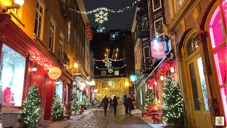 [4K]🇨🇦 Old Quebec City Night Walk🎄Festive Christmas Lights✨⛄ Dec.2021