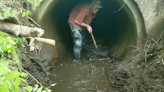 Unclogging Giant Culvert Pipe (Timelapse VERSION)