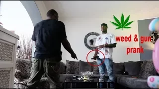 GUN AND WEED PRANK ON DAD (ALMOST PUNCHED THE S*** OUT OF ME) MUST WATCH!!!!