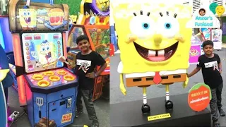 Anzar Plays Spongebob Arcade Games, Claw Machines & Meets Giant Spongebob at Timezone in Singapore