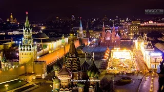 NEWSCOPTER - Beautiful Moscow Nights 4К Aerial. Новогодняя Москва 2016 с воздуха 4К