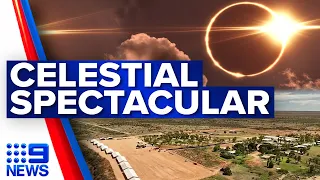 Travellers swarm to Exmouth for WA's total solar eclipse | 9 News Australia