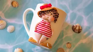 coffee mug decoration with polymer clay | Polymer Clay Doll Mug