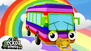 RAINBOW BUSES | Nursery Rhymes & Kids Songs | Gecko's Garage | Baby Bus Songs For Kids