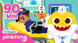 Ai! O Bombeiro se Machucou!🧑‍🚒| Hospital | +Completo | Pinkfong, Bebê Tubarão! Canções para Crianças