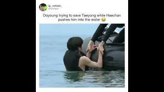 haechan pushes doyoung into the water while he tryna save taeyong😂