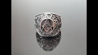 Кольцо серебряное Мастер масон перстень мужской масонская символика талисман