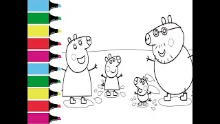 Peppa Pig Muddy Puddles Coloring Pages Kinder Fun Раскраска Семьи Свинки Пеппы