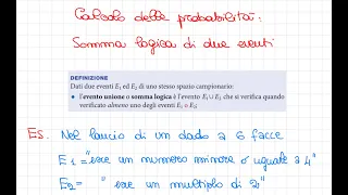 Probabilità: somma logica di eventi, esempi ed esercizi svolti