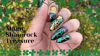 Magic Shamrock Treasure Nail Art! | Saint Patrick's Day Nail Art | Handpainted Nail Design