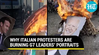 Palestine Flags Waved, G7 Leaders’ Portraits Burned: Massive Protests Erupt In Italy | Watch