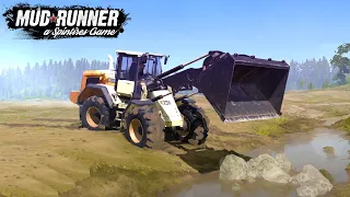 Spintires: MudRunner - RNG WL500 Wheel Loader Fills The River With Stones