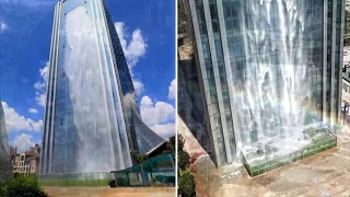 В Китае построили небоскрёб со 108 метровым искусственным водопадом!