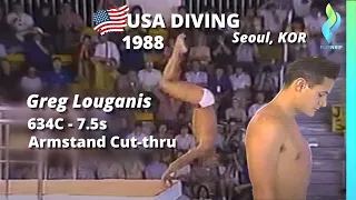 1988 Greg Louganis armstand cut through  634C USA Diving mens 10 meter Diving