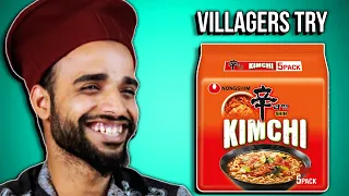 Spicy Adventure: Villagers Taste Kimchi Noodles for the First Time! Tribal People Try Kimchi Noodles