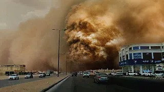 The sun disappeared and the day turned into a scary darkness! Terrible dust storm hits Riyadh, Saudi