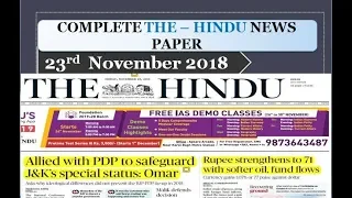 THE HINDU NEWSPAPER 23rd November 2018 Complete Analysis