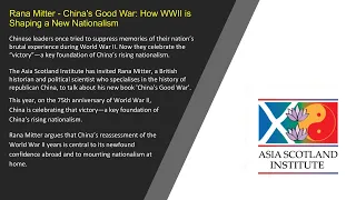 Rana Mitter - China's Good War: How WWII is Shaping a New Nationalism