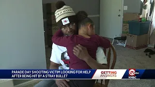 Chiefs parade day shooting victim looking for help after being struck by stray bullet