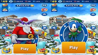 Santa Big vs Elf Classic Sonic - Sonic Dash All Characters Unlocked | New Update Winter Battle
