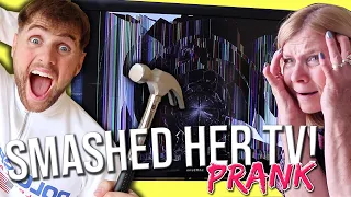 I SMASHED MY MUMS TV PRANK!!!