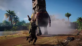 Assassin's Creed® Origins. No HUD + Nightmare.  Bayek of Siwa VS War Elephant!