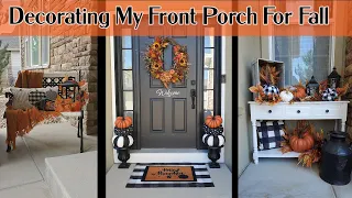 DECORATING MY FRONT PORCH FOR FALL - SMALL FRONT PORCH FALL DECORATING IDEAS - FALL DECORATE WITH ME