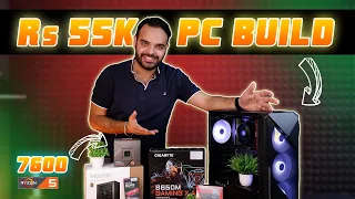 Rs 55000 AMD Ryzen 5 7600 PC Build In 2023 | PC Build Without GPU | Budget Setup With DDR5 Support!