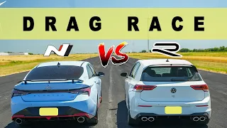 2022 VW Golf R MK8 vs 2022 Hyundai Elantra N, redemption time. Drag and Roll Race.