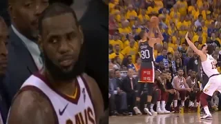 LeBron James Reaction To Stephen Curry Breaking Finals' 3-Point Record&His Teammates Choked！