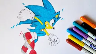 How to draw Sonic running 😆!!!! #sonic