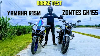 Yamaha R15M vs Zontes GK 155 Brake Test | BikeLover