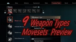 Rise of the Ronin - 9 Weapon types Movesets (preview)