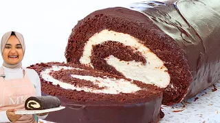 The lightest, most decadent CHOCOLATE CAKE ROLL I've ever had. Chocolate Swiss roll recipe