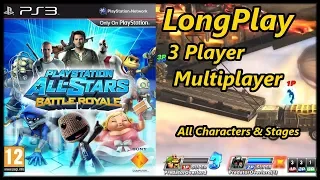 PlayStation All-Stars Battle Royale - Longplay 3 Player Multiplayer (All Characters) (No Commentary)