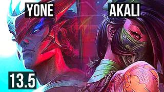 YONE vs AKALI (MID) | 72% winrate, 10/1/3, Legendary | KR Master | 13.5