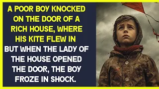 Poor boy knocked on the rich house where his kite had flown in & froze in shock seeing the landlady