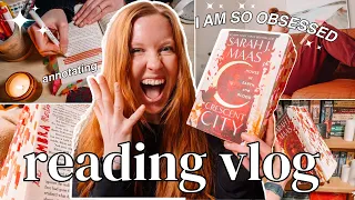 house of earth and blood reading vlog 🌙🏹❤️ she's an annotating romantasy girlie!!