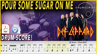 Pour Some Sugar On Me - Def Leppard | DRUM SCORE Sheet Music Play-Along | DRUMSCRIBE