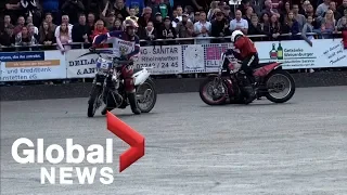 Russian bikers beat Germany at motoball game