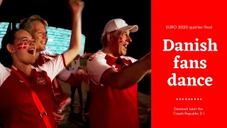 Danish fans dance in rejoice as their team advances to Euro 2020 half-final