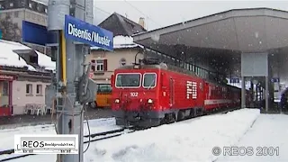 2001-02 [SDw] Shuting in the 'new' Disentis-Mustér station - Classic RhB and FO in winter action