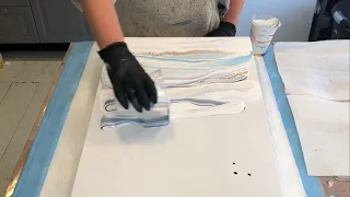 BLUE CURRENT/ Triple Decker Sandwich Pour/Decoart Metallics/acrylic pour