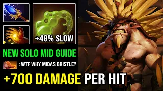 How to Solo Mid Bristleback with Passive Farm Midas +48% AoE Nasal Goo Slow 1v5 HP Regen Dota 2