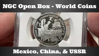 NGC Open Box - World Coins - Mexico, China, & USSR